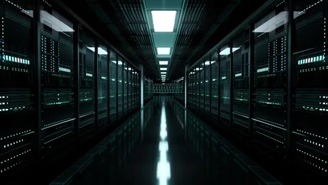 Inside Large Data Center. Advanced Cloud Computing Concept Stock Footage 296879025