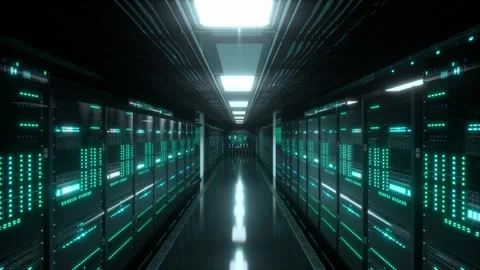 Inside Large Data Center. Advanced Cloud Computing Concept Stock Footage 296879086