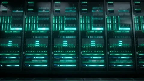 Inside Large Data Center. Advanced Cloud Computing Concept Stock Footage 296879161