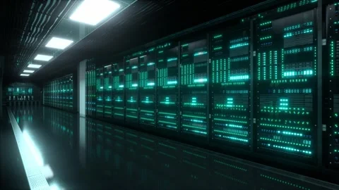 Inside Large Data Center. Advanced Cloud Computing Concept Stock Footage 296879274