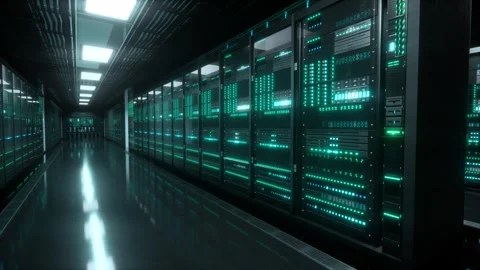 Inside Large Data Center. Advanced Cloud Computing Concept Stock Footage 296879277