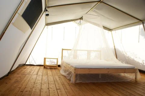Inside a large luxurious tent Stock Photos