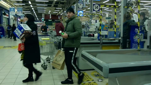 Inside a large supermarket. Stock Footage 167834853
