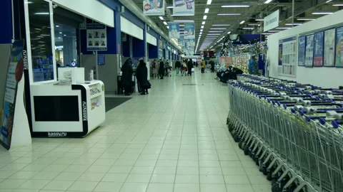 Inside a large supermarket. Stock Footage 167835225