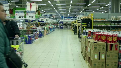 Inside a large supermarket. Stock Footage 167835343