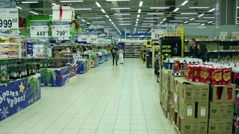 Inside a large supermarket. Stock Footage 167835389