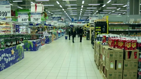 Inside a large supermarket. Stock Footage 167835491