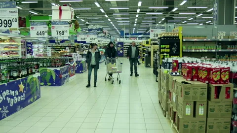 Inside a large supermarket. Stock Footage 167835579