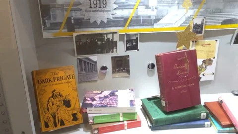 Inside of Library Display - Timeline Display Stock Footage 137621930