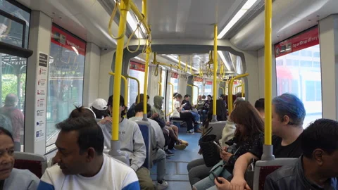 Inside a Light Rail (Tram) in Sydney Stock Footage 254276341