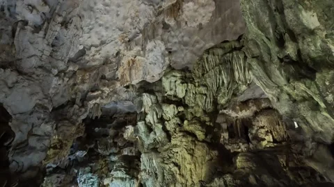 Inside a limestone cave with stunning stalactites and stalagmites. Stock Footage 313768582