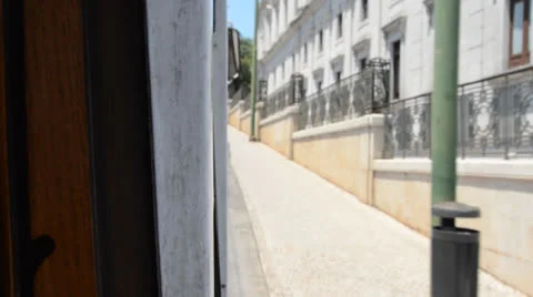 Inside Lisbon classic tram ride 스톡 동영상 25930814