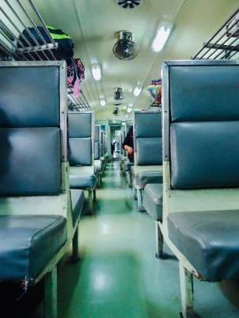 Inside the local train third class of Thailand train Foto stock
