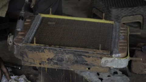 Inside Look at the Heating System - Rust-Stained Radiator Stock Footage 320939376