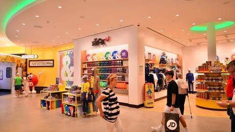 Inside the m and m"s store in Berlin. Stock Photos