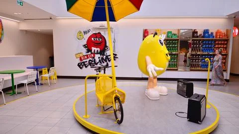Inside the m and m"s store in Berlin. Stock Photos