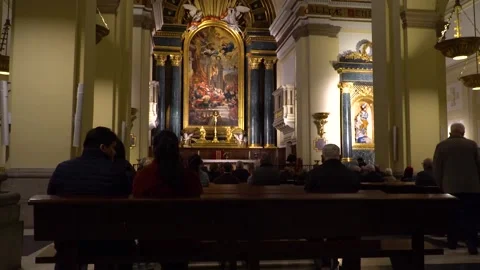 Inside of Madrid cathedral. Madrid, Spain, 25.02.2022 Stockbeeldmateriaal 195995819