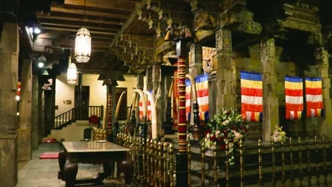 Inside Of The Main Building Of The Temple Of The Sacred Tooth Relic - Sri Lanka. 動画素材 172386290