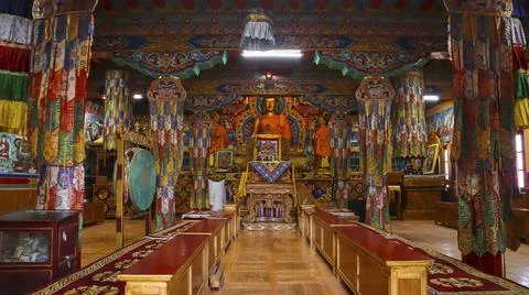 Inside the main Garbhagriha of Matho Monastery, Leh, Ladakh, India. Stock Photos
