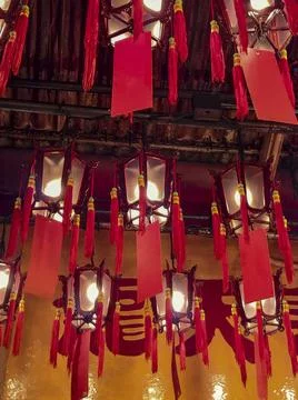 Inside the Man Mo Temple in Sheung Wan, Hong Kong Foto stock