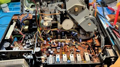 The inside of a Marantz cassette deck  Stock Photos