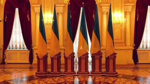 Inside the Mariinsky Palace in Kiev Stock Footage 147738546