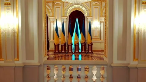 Inside the Mariinsky Palace in Kiev Stock Footage 147738640