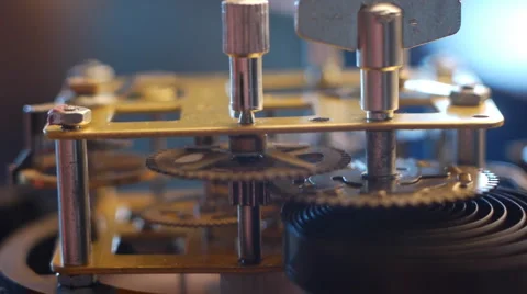 In the inside of the mechanical clock 7 Stock Footage 1183000