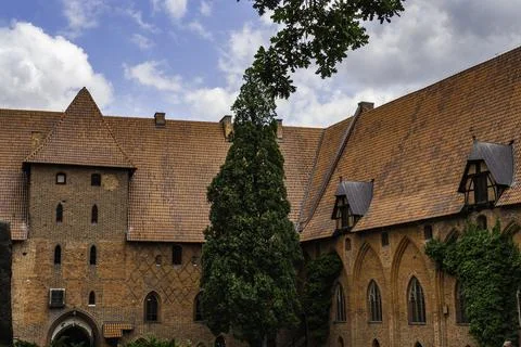 Inside of Medieval Gothic Castle Complex - Malbork Castle, Poland Stock Photos