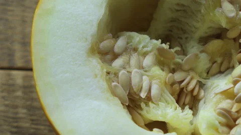 Inside melon or cantaloupe with seed background. Stock Footage 212971150