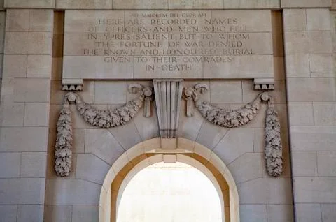 Inside the Menin Gate in Ypres Stock Photos
