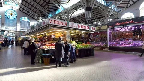 Inside the Mercado Central of Valencia Stock Footage 72893043