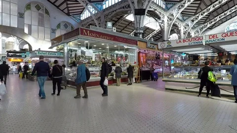 Inside the Mercado Central in Valencia, Spain Stock Footage 71824168