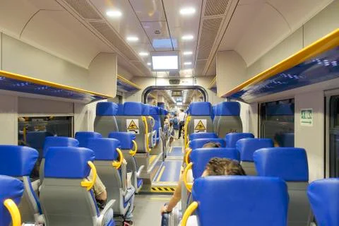 Inside metro train in Naples Stock Photos