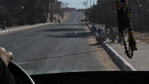 Inside Mini Van Stopping For Sitting Arab Berber Getting On Stock Footage 100634936