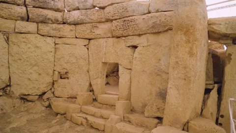 The inside of Mnajra Megalithic Temples of Malta Stock Footage 246420012