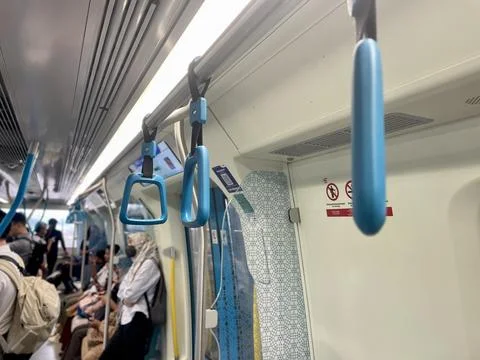 Inside modern metro train car Stock Photos