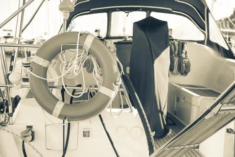 Inside a motorboat Stock Photos