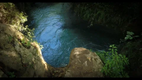 Inside mountain and Blue water body Video stock 268898029