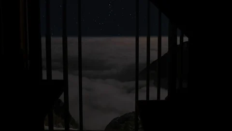 Inside mountain shelter at night Stock Footage 101748564