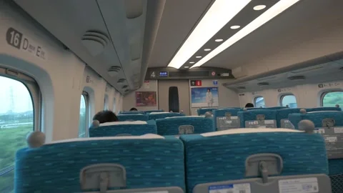 Inside a moving bullet train Shinkansen in Japan. Stock Footage 137640630