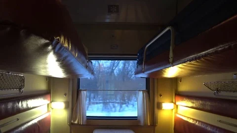 Inside a moving long-distance passenger train Stock Footage 89035609