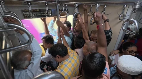 Inside Moving Mumbai Local Train Stock-Footage 347853441