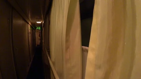 Inside a moving sleeping car Stock Footage 88353088