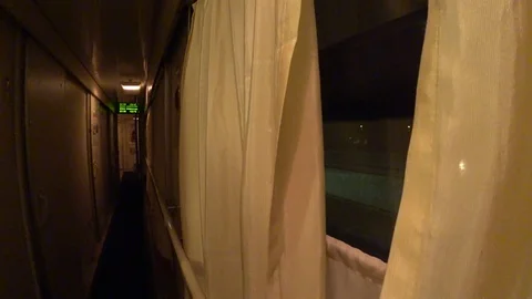 Inside a moving sleeping wagon Stock Footage 88353101