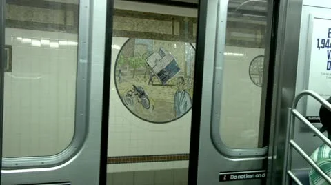Inside Moving Subway Car New York City, Subway Doors Close  Stock Footage 22159046