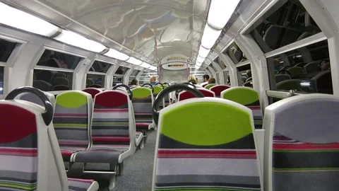 Inside of a moving underground subway train in Paris, France Video stock 159013118