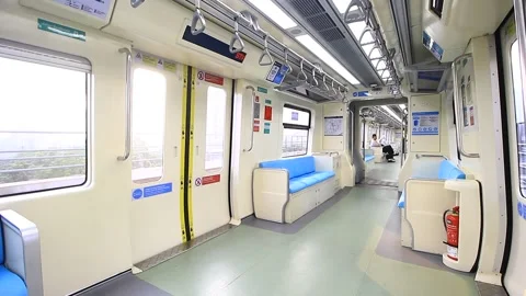 INSIDE OF MRT AT JAKARTA, MASS RAPID TRANSPORTATION Video stock 252760211