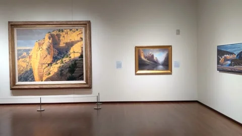 Inside of Museum - Art Exhibit Gallery - Framed Art Stock-Footage 136929314