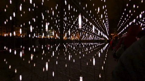 Inside Myriad of Stars light installation on STARO RIGA festival in Latvia 스톡 동영상 92916784